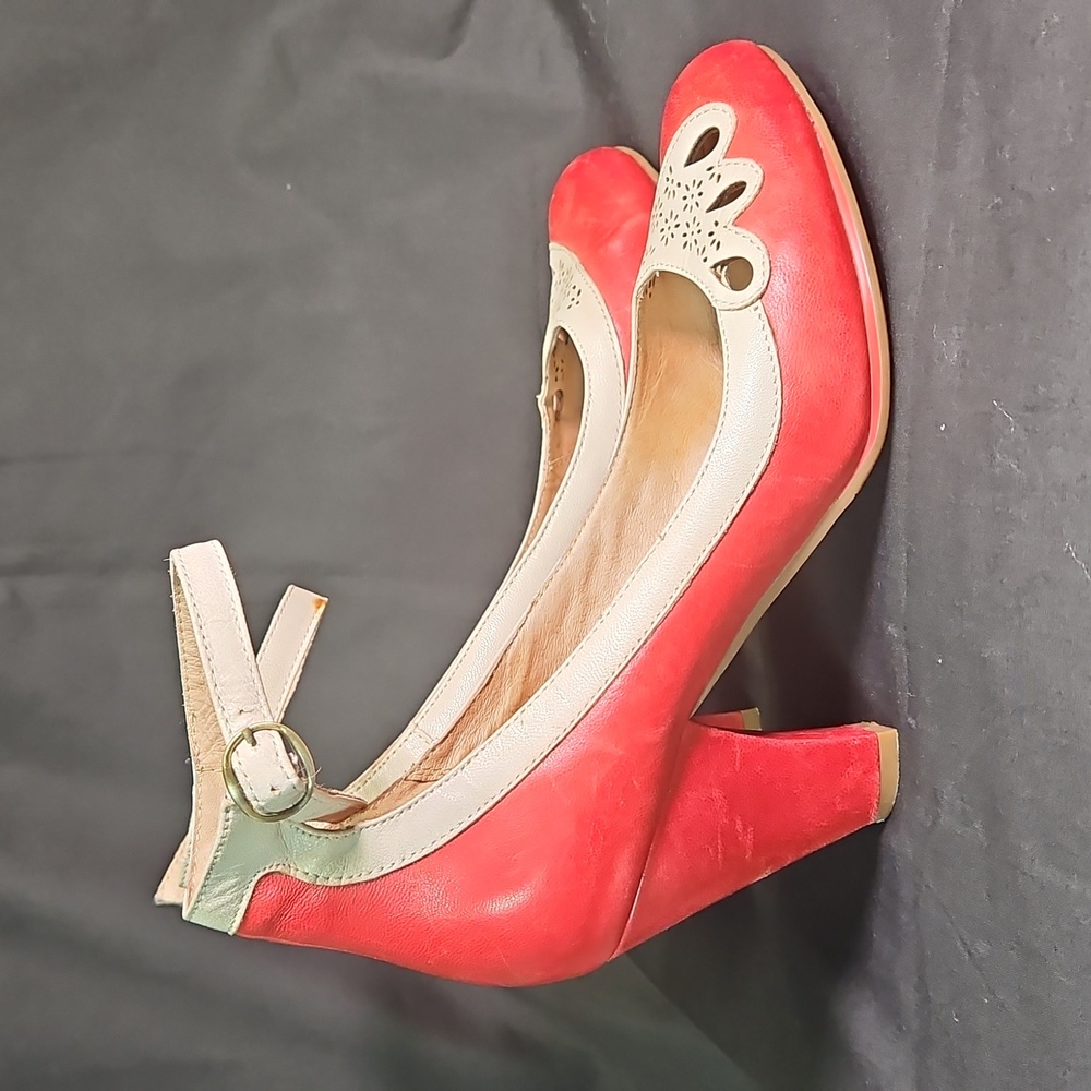 Stylish Red and Cream Ankle Strap Women's Shoes by Miz Mooz - Picture 6 of 10